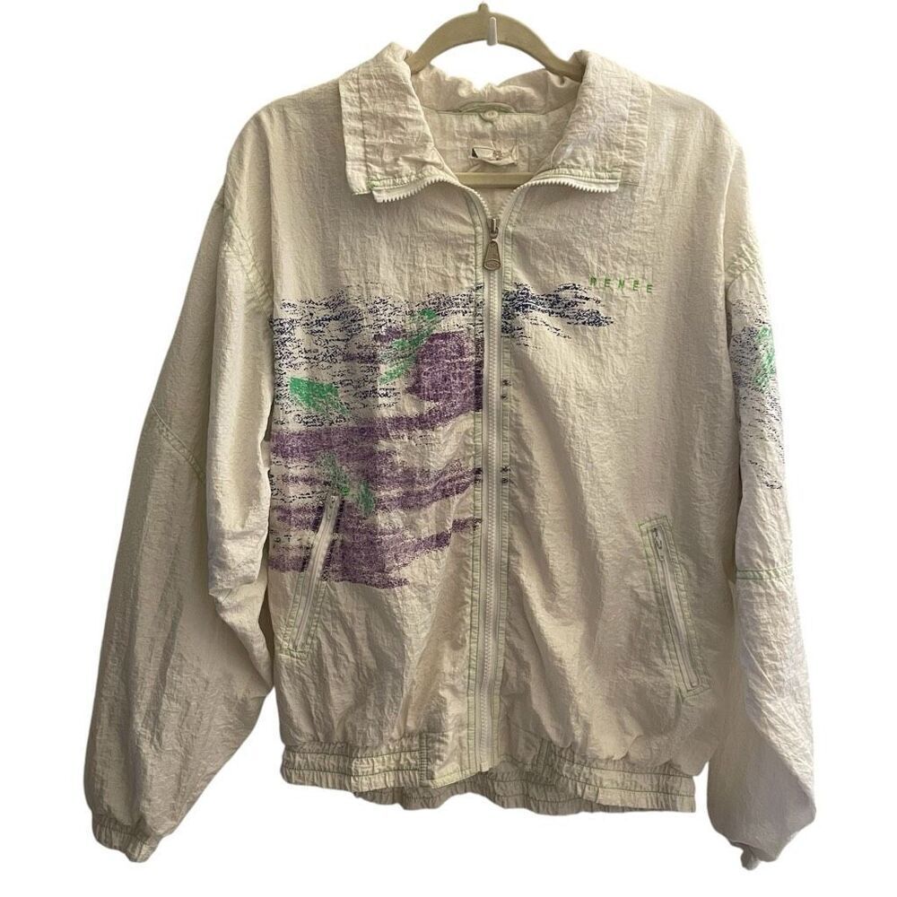 Vintage Renee Fill Zip Tennis Windbreaker Jacket Women’s Size Medium Large